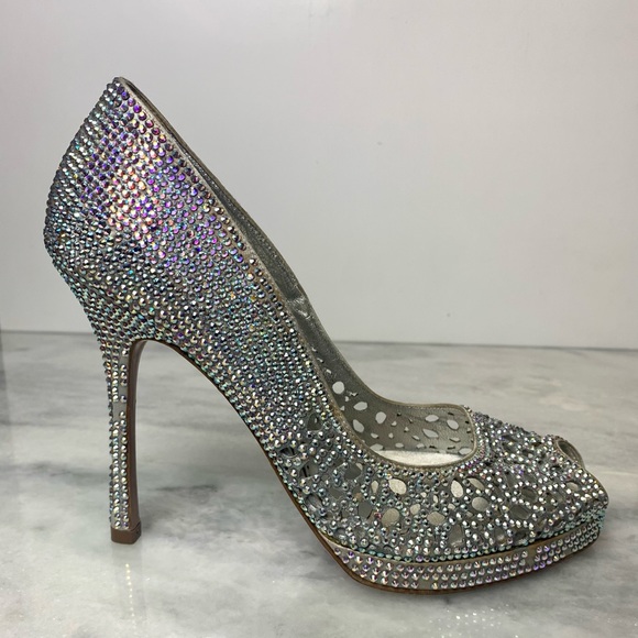 Francesco Sacco Embellished Silver Raso Argento 1811 Pumps - Picture 2 of 16